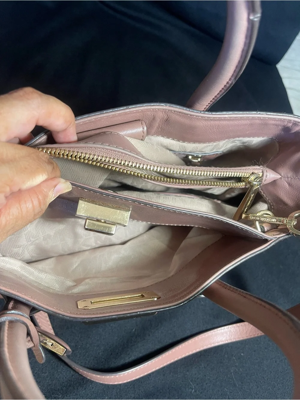 Michael Kors Blush Quilted Leather Satchel with Gold Hardware